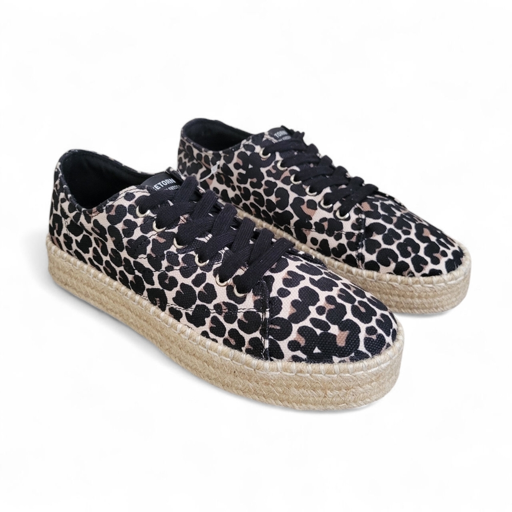 NWOT Tretorn Eve Espadrille Leopard Lace Up Platform Sneakers size 9.5
